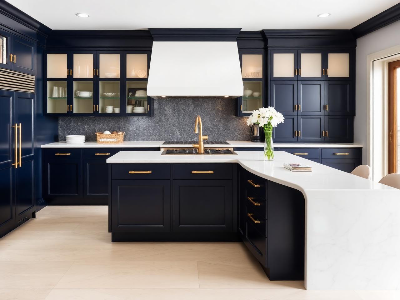 Navy and brass kitchen